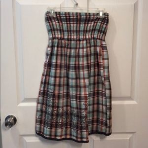 Strapless plaid dress